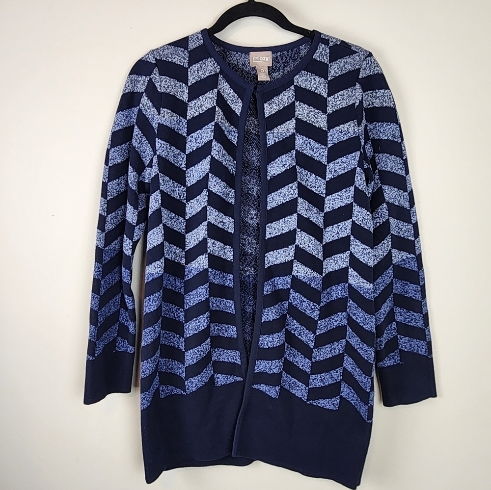 Chico's size 0 / S/ 4-6 women Ombre Chevron long cardigan